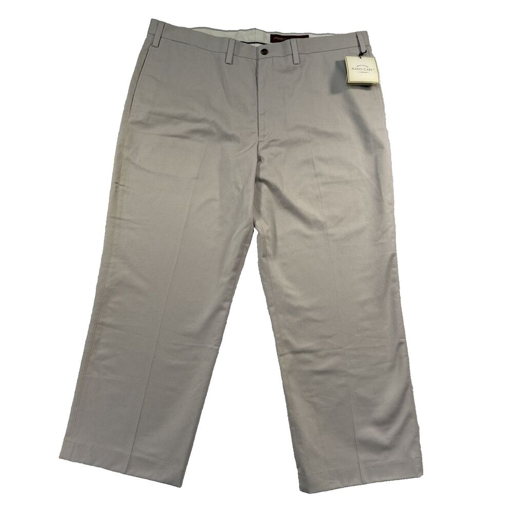 Eddie Bauer Adams Fit Pants Mens 42x28.5 Sand Flat Front Wrinkle Resistant NWT
